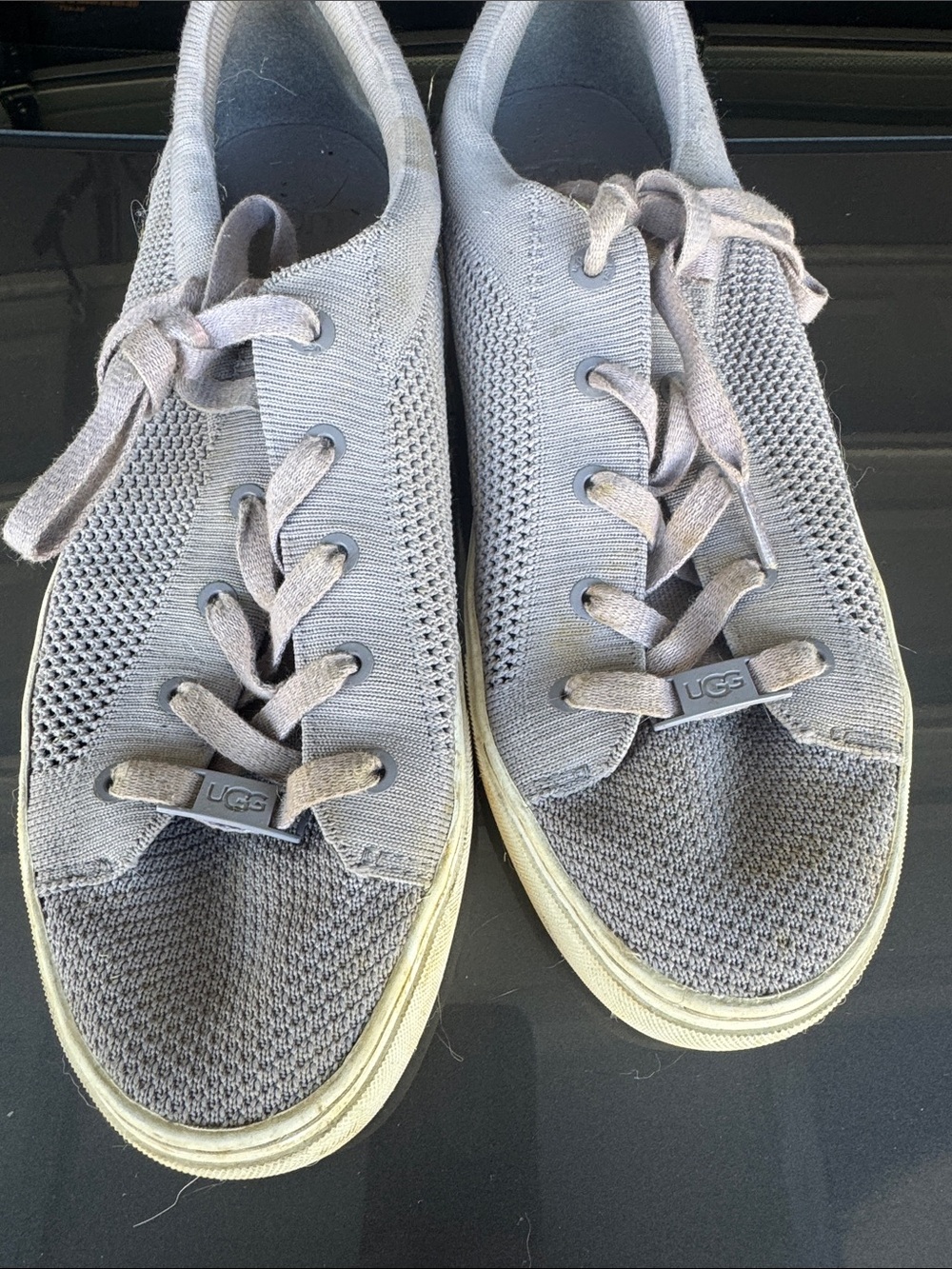 UGG Gray Knit Lace-Up Casual Sneakers